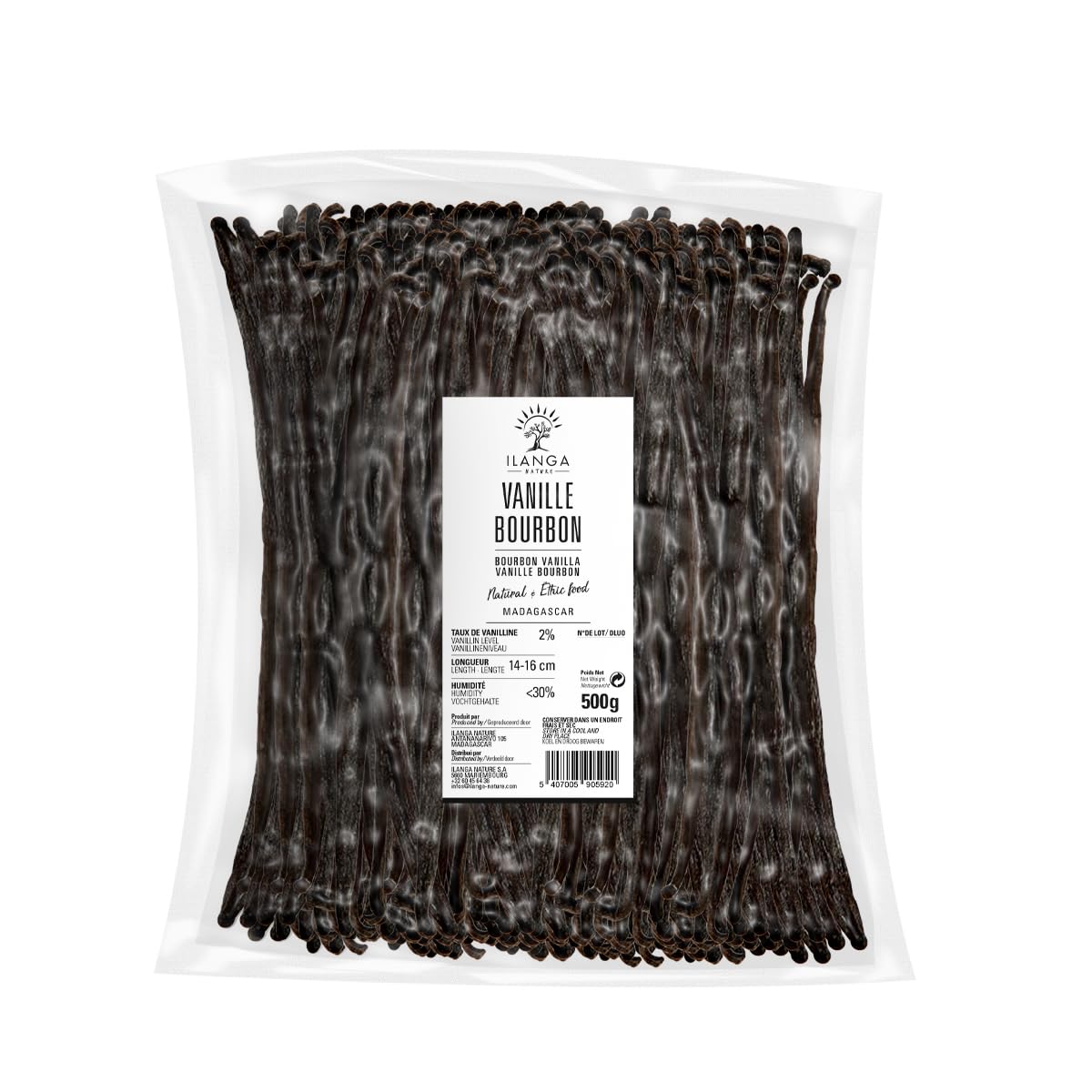 Ilanga Nature - Baccelli di vaniglia Borbone del Madagascar 500 g, vaniglia Premium in baccelli interi, aromi fruttati e cacao, ideale per pasticceria, dolci, gelati e cucina gourmet