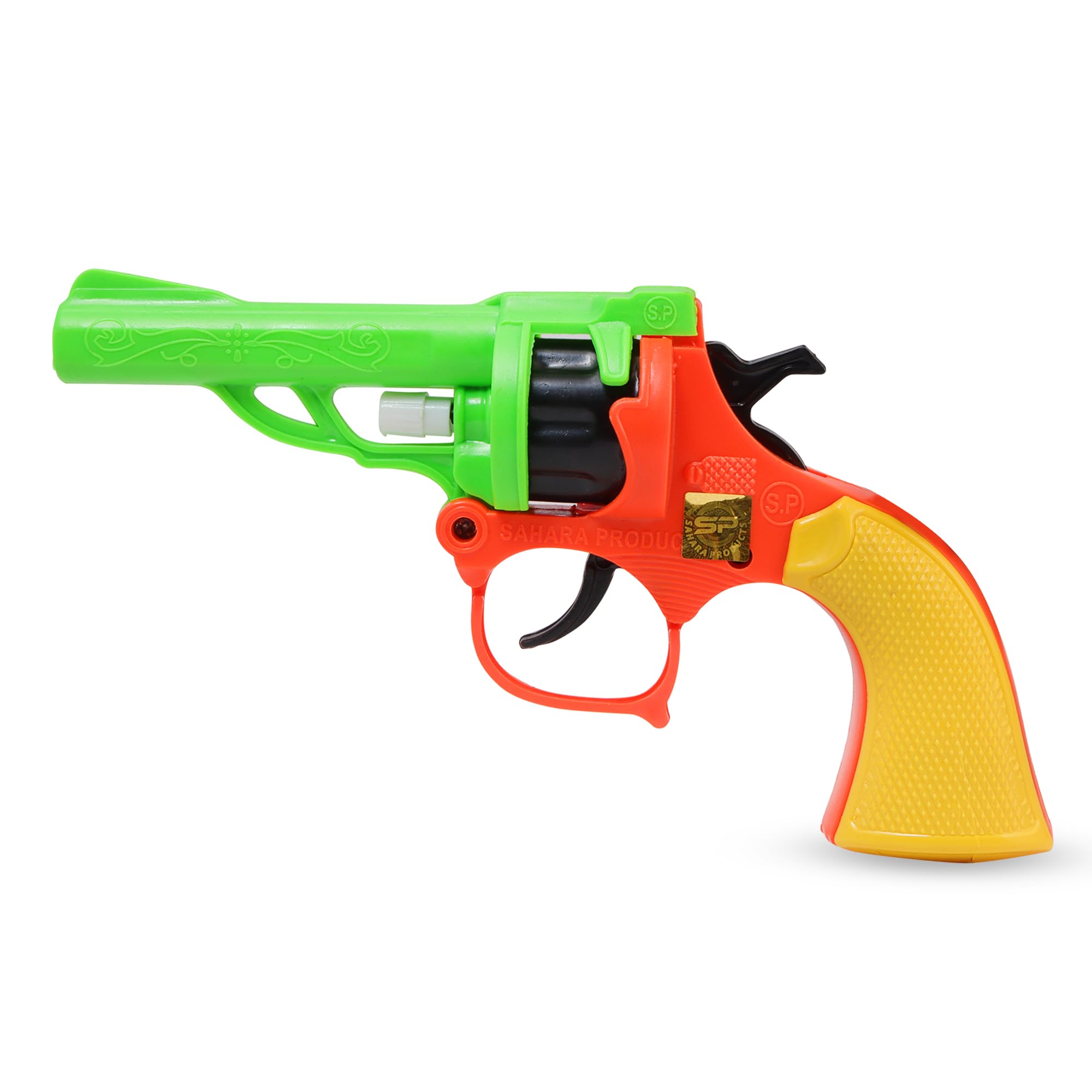 Diwali Ringcap Gun New Technology Ringcap Gun Toy Convulsing Shoot for Kids Ring not Include (Green-Orange)