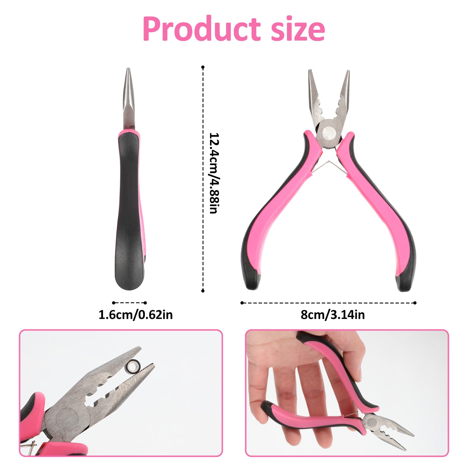 HaarverlängerungsZange 3 Loch Mini Hair Extensions Zange für Nanoringe und Microringe Microring Extensions Zubehör für Friseure und DIY Haarverlängerungen Entfernen von Bonding Extensions