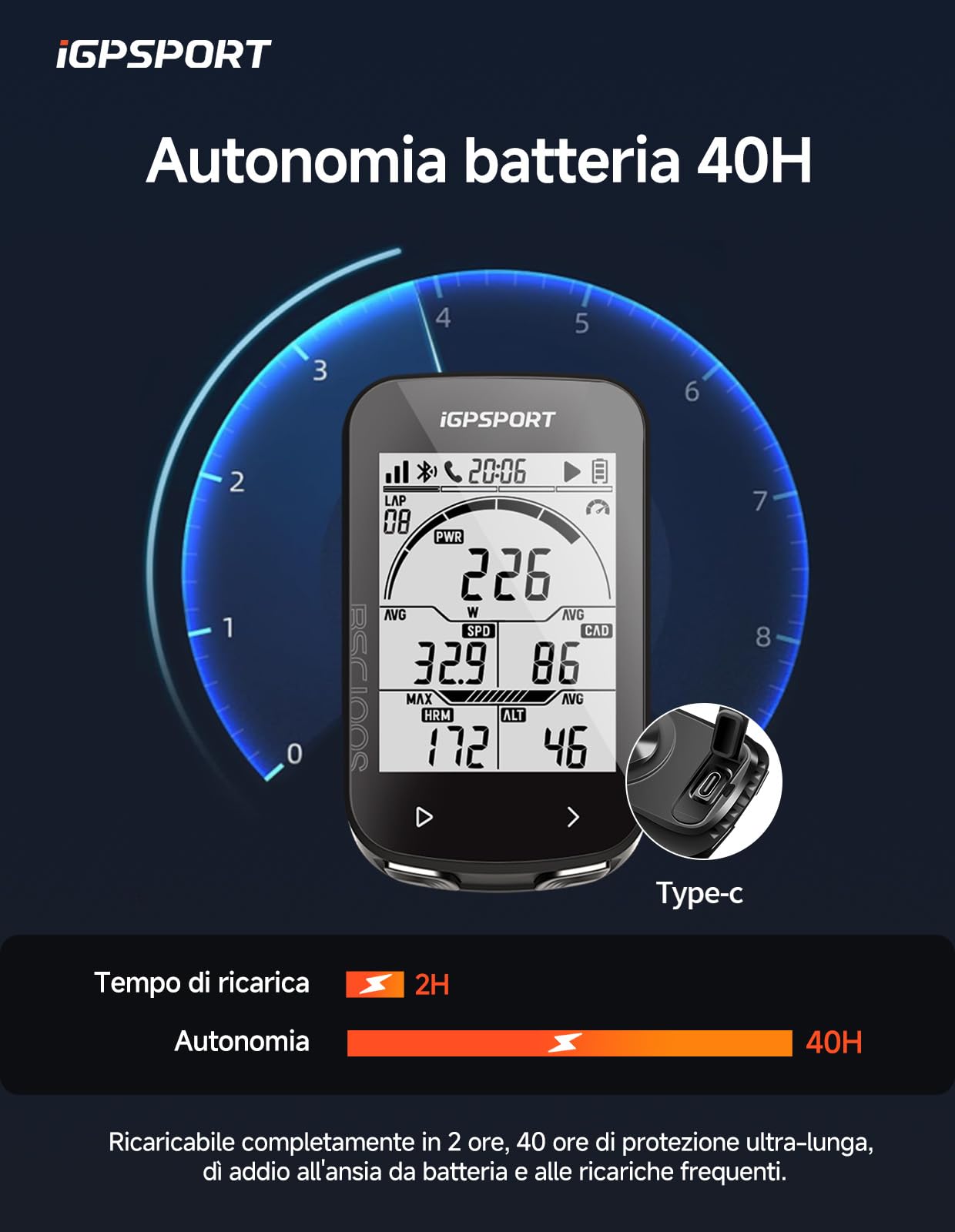 iGPSPORT BSC100S Ciclocomputer GPS Compatibile Contachilometri Bici Senza Fili Display 2,6" Tachimetro Retroilluminazione Automatica Impermeabile Bluetooth 5.0 ANT+