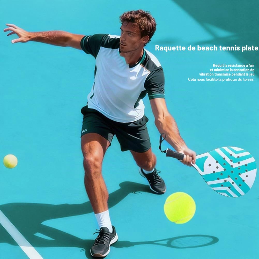 Lot 2 Raquettes Padel avec Cage,Idéales pour Le Tennis et Le Contrôle Sportif. sont Dotées Trous Intelligents pour Une Utilisation en Extérieur,Balles et d'un Sac Transport.