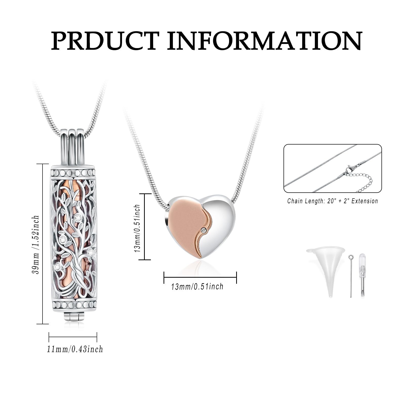Collar de urna de árbol de la vida con forma de corazón para cenizas humanas, pelo o tierra, acero inoxidable, recuerdo y contenedor de cenizas