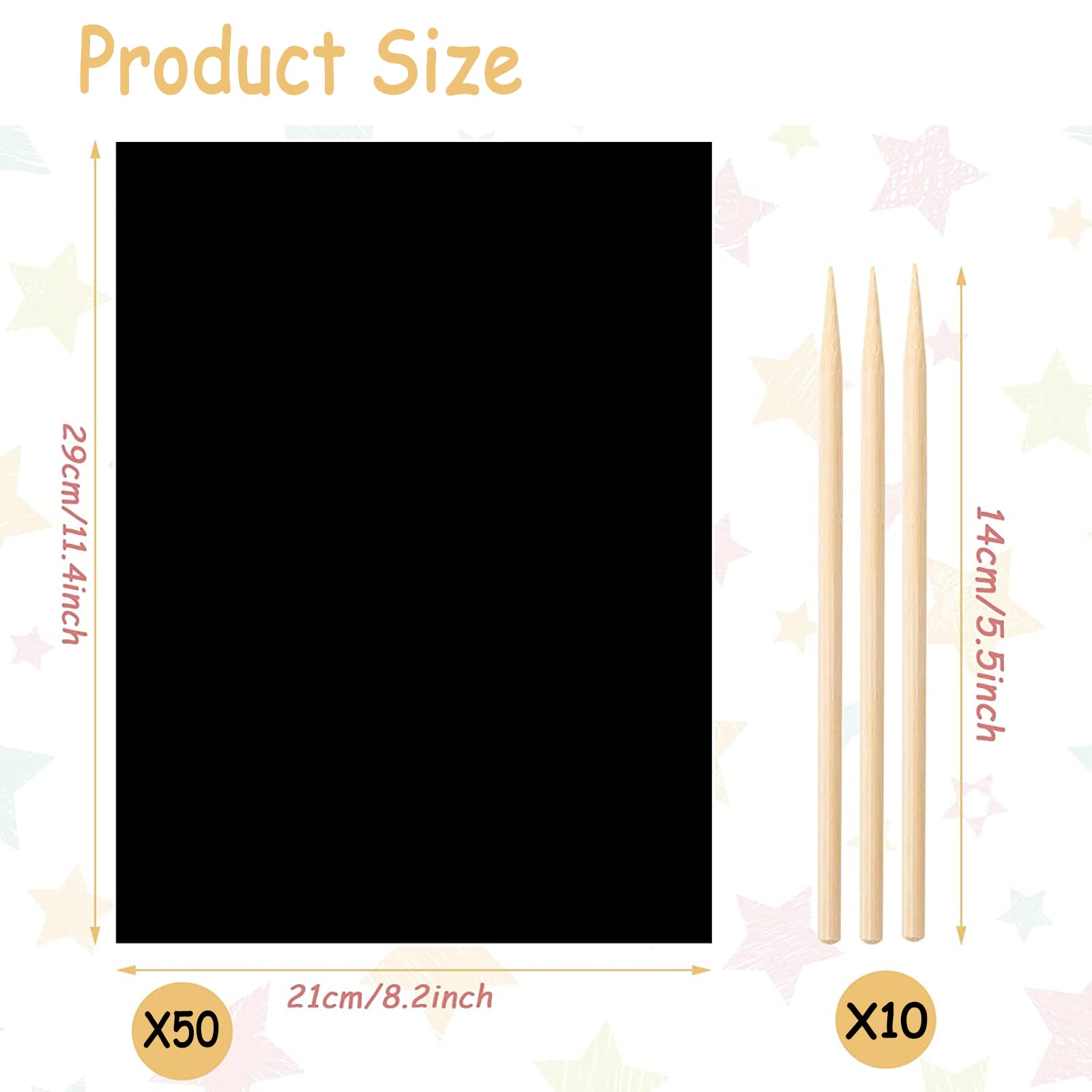 187 Pcs Scratch Paper Art Set Scratchboard Craft Kits Black Coated Scratch Paper Wood Art Stylus And Stencils 8 5 X 11in