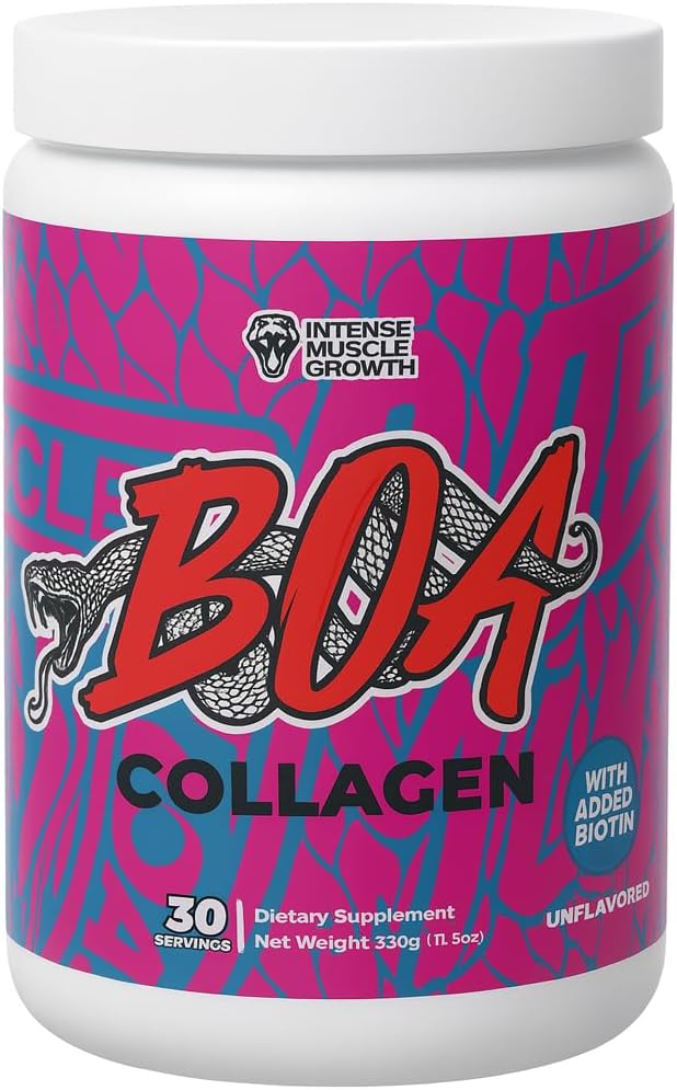 BOA Collagen - All Natural Hydrolyzed Protein Collagen with Biotin and Iron - Promotes Hair, Skin and Nails - Supports Healthy Joints - Unflavored - 30 Servings
