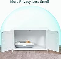 Vista 35 de Homhedy - Caja de arena para gatos, muebles de madera para baño de gatos con puerta de granero, casa para mascotas, se adapta a la mayoría de cajas