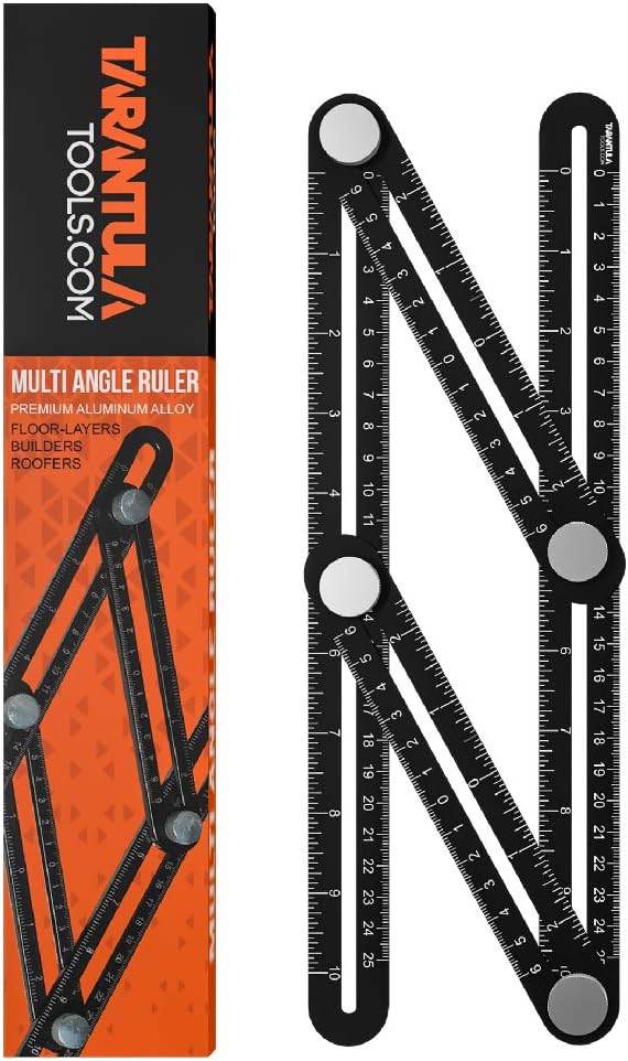 Multi Angle Measuring Ruler - Angle Template Tool - Black Aluminum Adjustable Angle Ruler - Angle Tool - All Metal No Plastic - Easily Set The Right Measurement, Izer, Angles