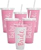 Pop Fizz Designs Bride & Babe Bachelorette Party Cups 6 Pack | Bridal Party Cups for Bridesmaids | Bachelorette Supplies & Tumblers