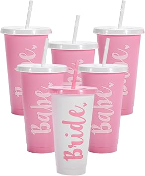 Pop Fizz Designs Bride & Babe Bachelorette Party Cups 6 Pack | Bridal Party Cups for Bridesmaids | Bachelorette Supplies & Tumblers