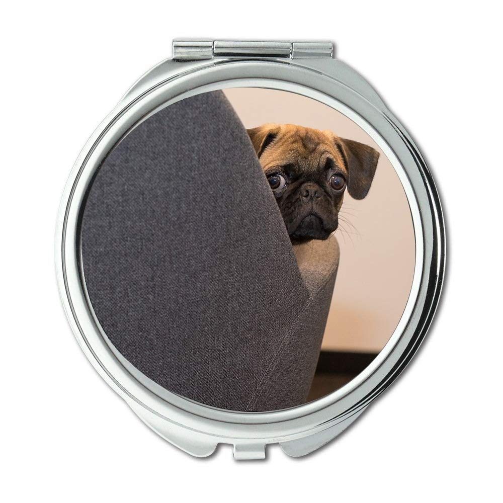 YENDOSTEEN Taschenspiegel Mit Mops-Motiv – Faltbar, Doppelseitig, Zinklegierung (ca. 5,7 Cm Durchmesser)