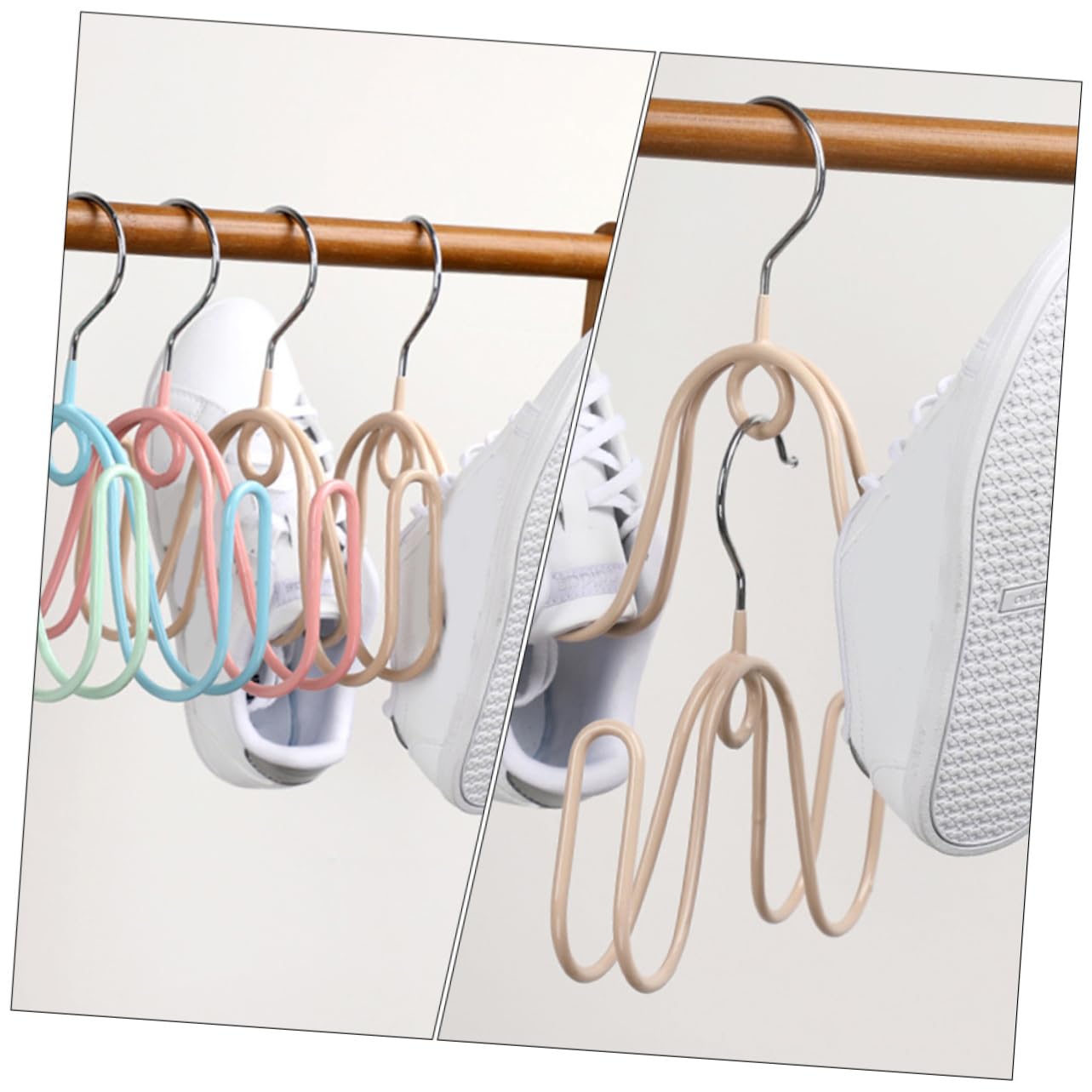 DECHOUS Long Boot Shoes Drying Rack 4 Pack Shoes Organizer Hooks Hangers PVC Stainless Steel