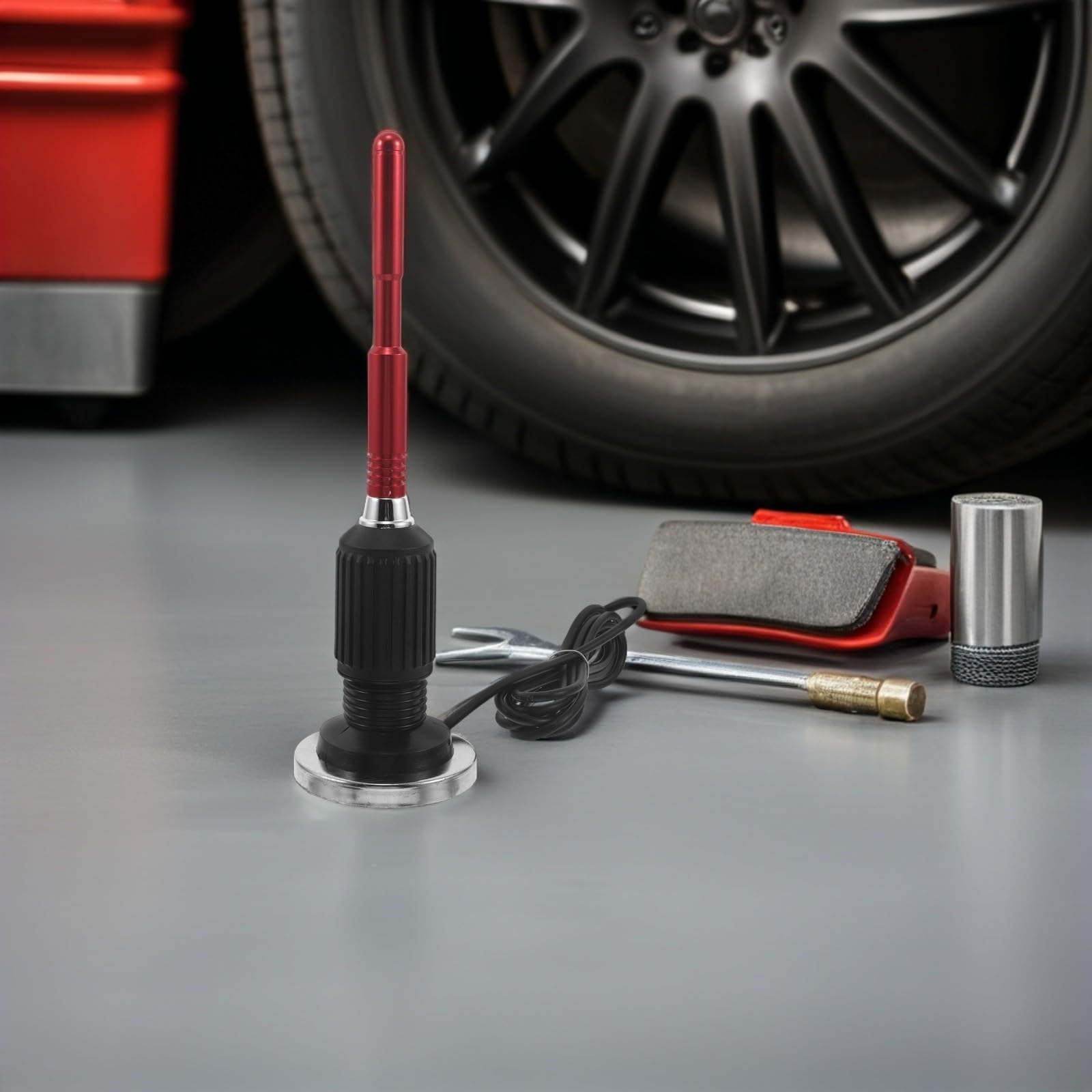 Antena Magnética de Coche Am/FM de Aluminio y Goma Roja para Auto SUV