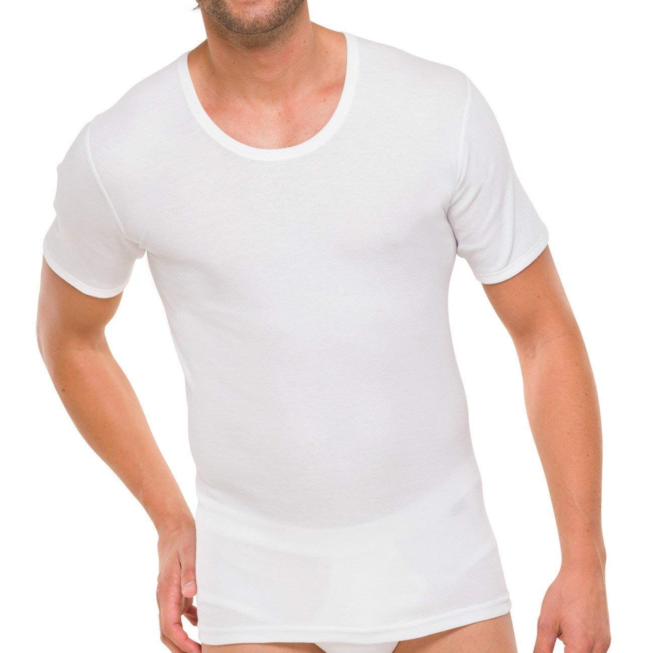 Schiesser 2er Pack Herren Unterhemden 1/2 Arm Baumwolle Doppelripp M-XXXL - Weiß