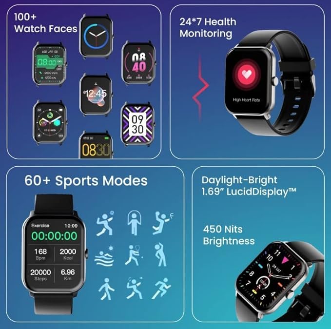 Ambrane wise spirit smart watch with bluetooth calling Clearance