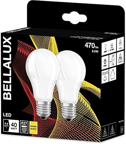 BELLALUX Lampe LED, Culot E27, Blanc chaud (2700K), Mat, Forme d'ampoule, Rempla