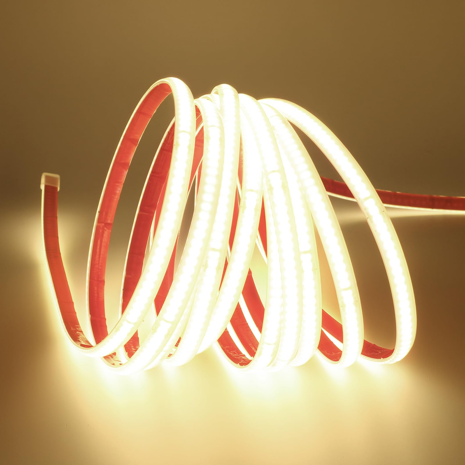 220V Tira LED COB regulable/temporizable [24M,Blanco natural 4000-4500K],flexible e impermeable IP67,240 LEDs/m recortable tira LED FCOB de silicona CRI85+,iluminación para hogar/comercios