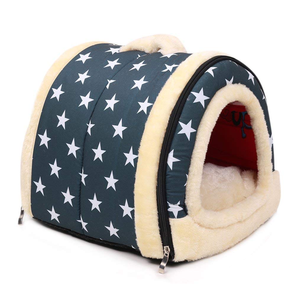 Lit niche pour chat bleu L : le confort luxueux et pliable pour votre animal