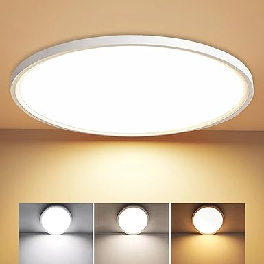 MGEELED Led-plafondlamp, diameter 30 cm, 20 W, 2400 lm, 3 kleuren, 3000 K/4000 K/6500 K, IP44 waterdicht, eenvoudig, modern, rond, ultradun, voor keuken, kelder, hal