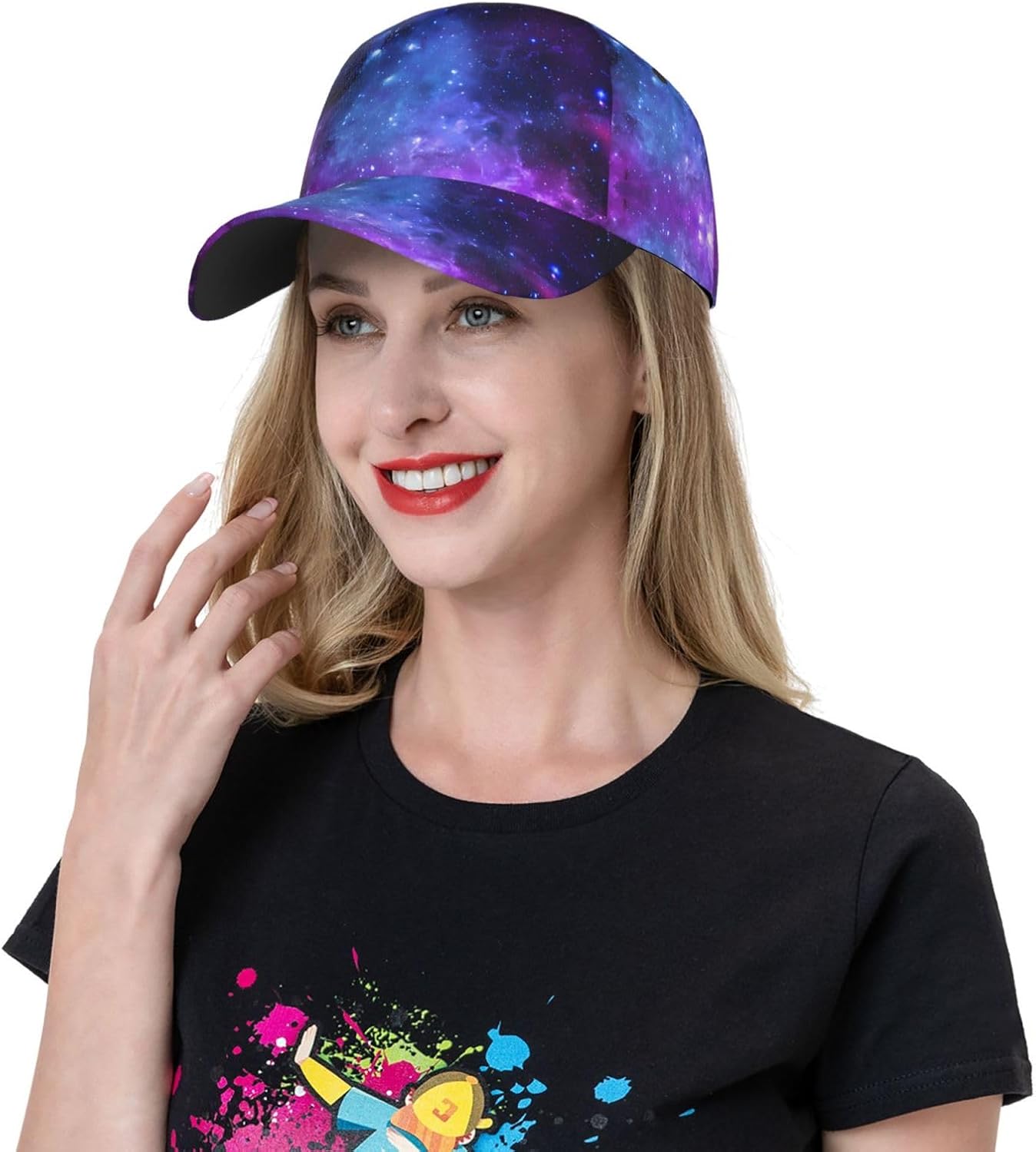 Purple Galaxy Baseball Cap Adjustable Unisex Sun Protection Casual Snapback Hat - Image 7