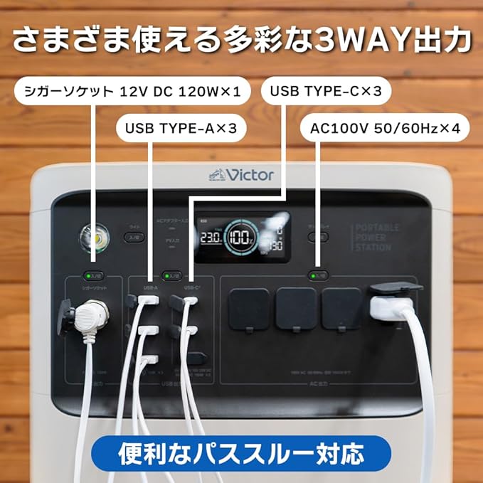 JVCケンウッド Victor BN-RF1100-CA ポータブル電源 リン酸鉄 AC出力 1500W 容量 1152Wh 国内メーカー品質 家庭用 長寿命 ポータブルバッテリー 防災 アウトドア キャンプ 正弦波