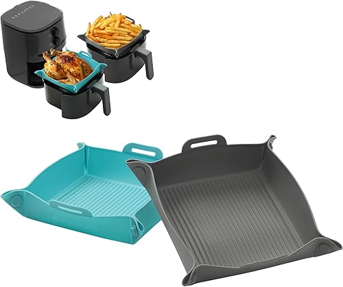 Navaris Forros de silicona para freidora de aire (juego de 2)  Forro reutilizable con diseño plegable 10.6 in x 2.4 in (10.6 x 2.4 pulgadas)