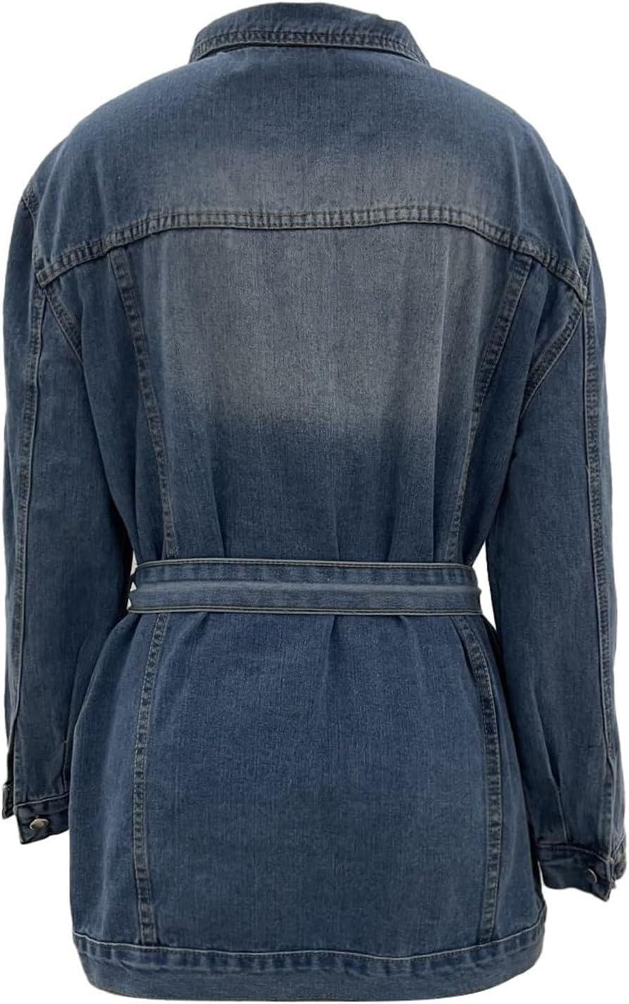 Chaqueta Vaquera Vintage Para Mujer Primavera Botón De Longitud Media Manga Larga Solapa Chaqueta Vaquera Con Bolsillos Moda Slim Fit Ropa De Abrigo De Mezclilla Informal