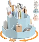 Porte-stylos pour bureau,9 Fentes 360 Organisateurs de bureau rotatif, Organisateur de fournitures de papeterie de bureau, Pot de tasse de crayon mignon pour bureau, école, maison(noir)