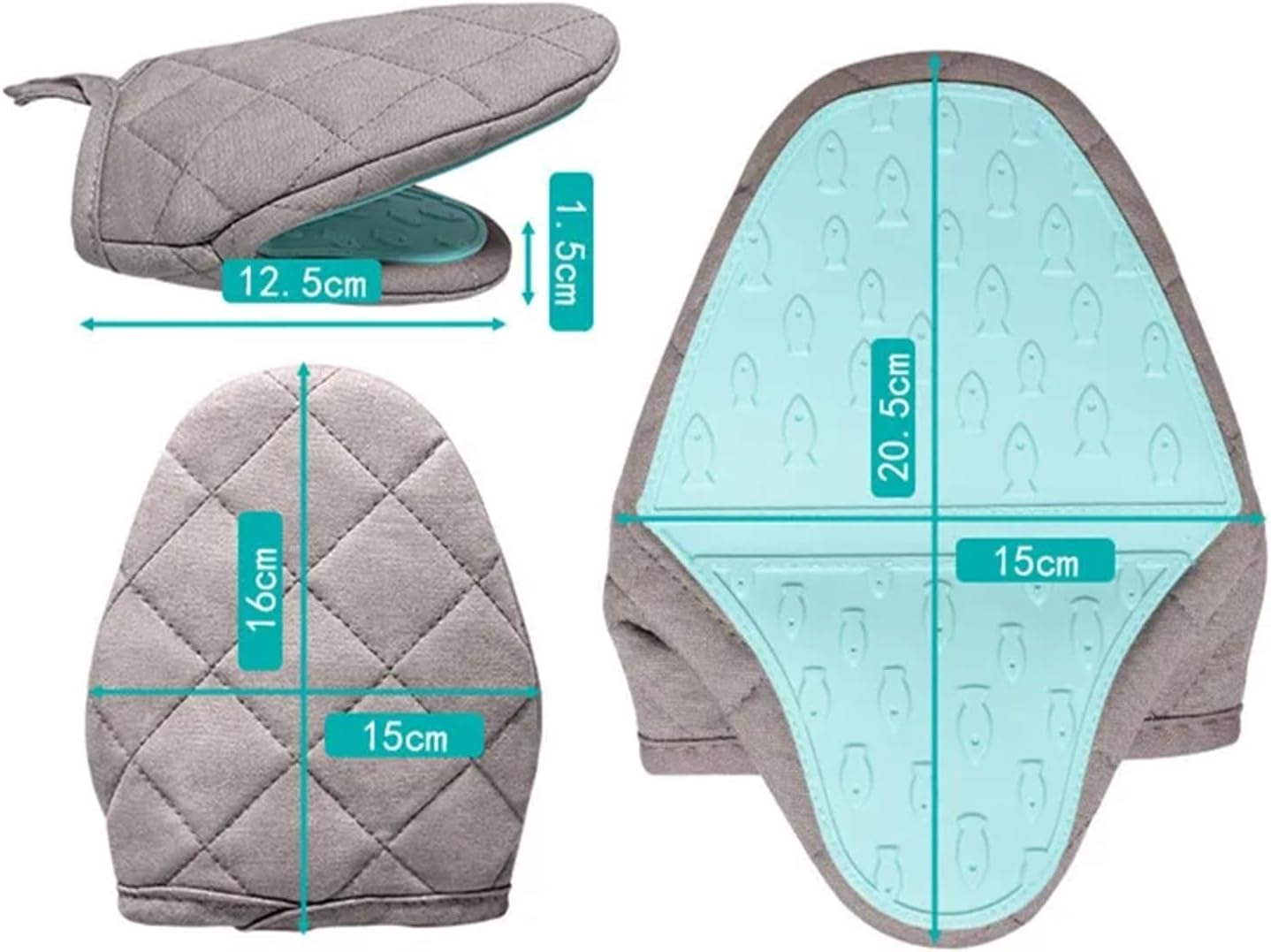 1Pc Fish Shaped Anti Scald Oven Gloves Kitchen Silicone Tray Dish Holder Multi-Purpose(Gray-1)