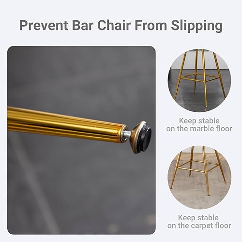 Miniatura 6 de Green Bar Stools - Juego de taburetes de cocina de 2 a 24 pulgadas, taburetes de bar tapizados de terciopelo, taburetes de bar modernos de mediados