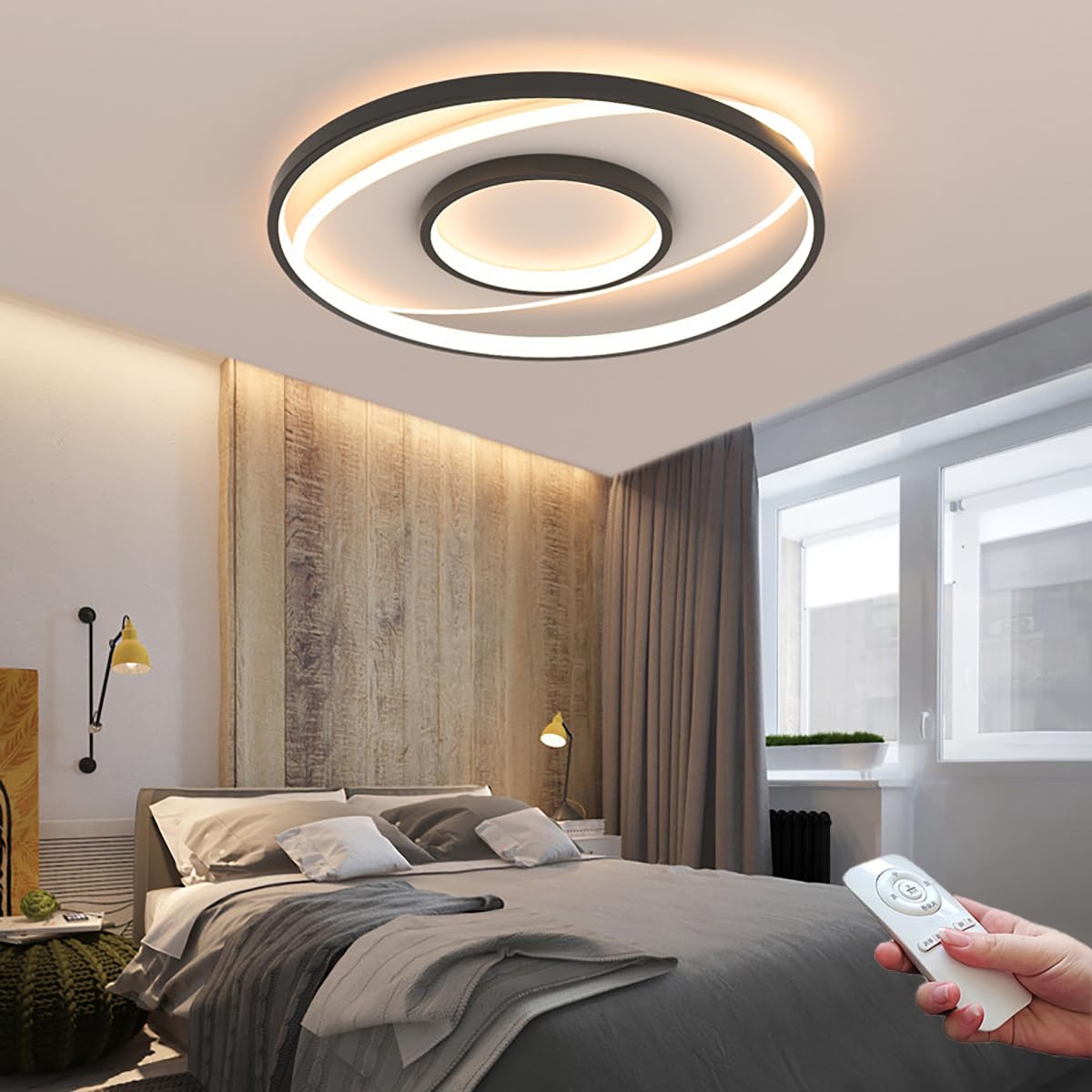 LED Deckenleuchte Rund, Dimmbar Mit Fernbedienung – 52 Cm, 39W, 3000K-6000K | Moderne Deckenlampe Aus Metall & Acryl | Für Wohnzimmer, Schlafzimmer, Büro