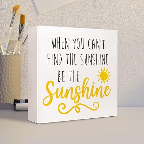 Miniatura 4 de Letrero inspirador de madera con texto en inglés «When You Can't Find The Sunshine Be The Sunshine» («When You Can't Find The Sunshine Be The