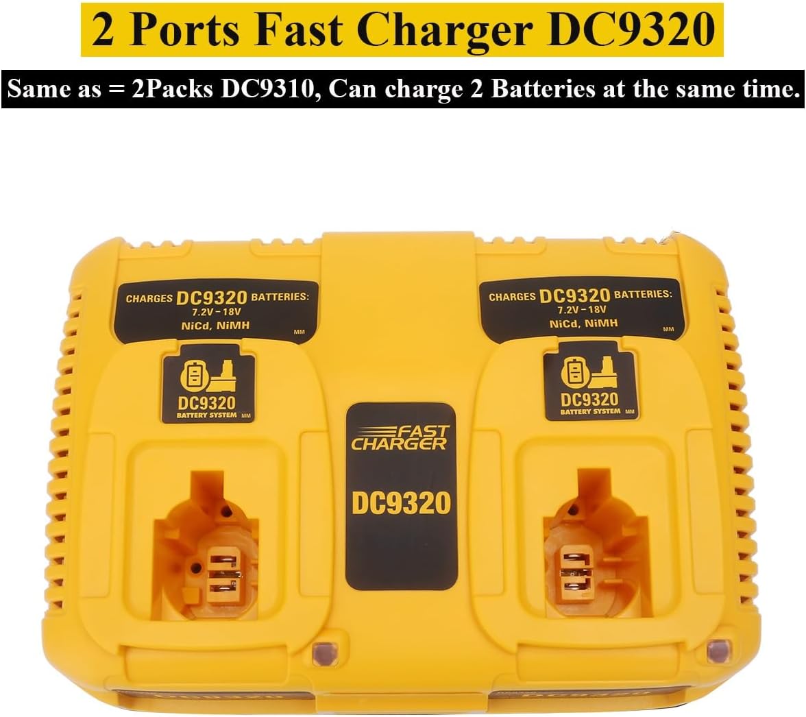 7.2V-18V Dual Port Fast Charger DC9320 Replacement for Dewalt 18V 14.4V 12V 9.6V 7.2V NiCd NiMh XRP Battery DC9098 DC9099 DW9099 DC9096 DW9094 DW9072 DW9062 DW9057 - Image 6