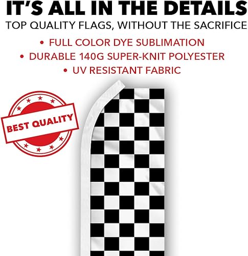 Miniatura 3 de Infinity Republic - Kit de bandera y mástil a cuadros en blanco y negro - Perfecto para negocios, concesionarios, eventos, tiendas, etc
