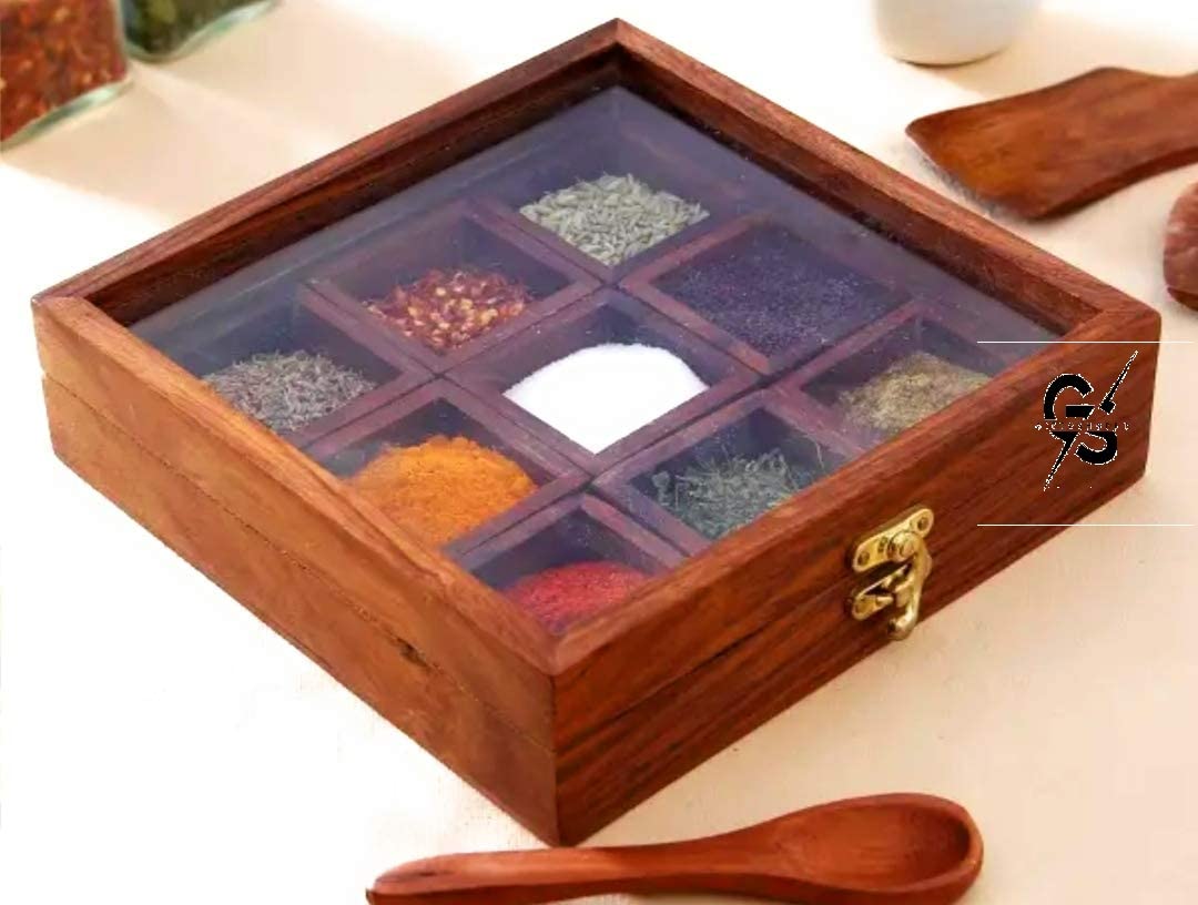Wooden Spice Box - Premium Masala Container -1