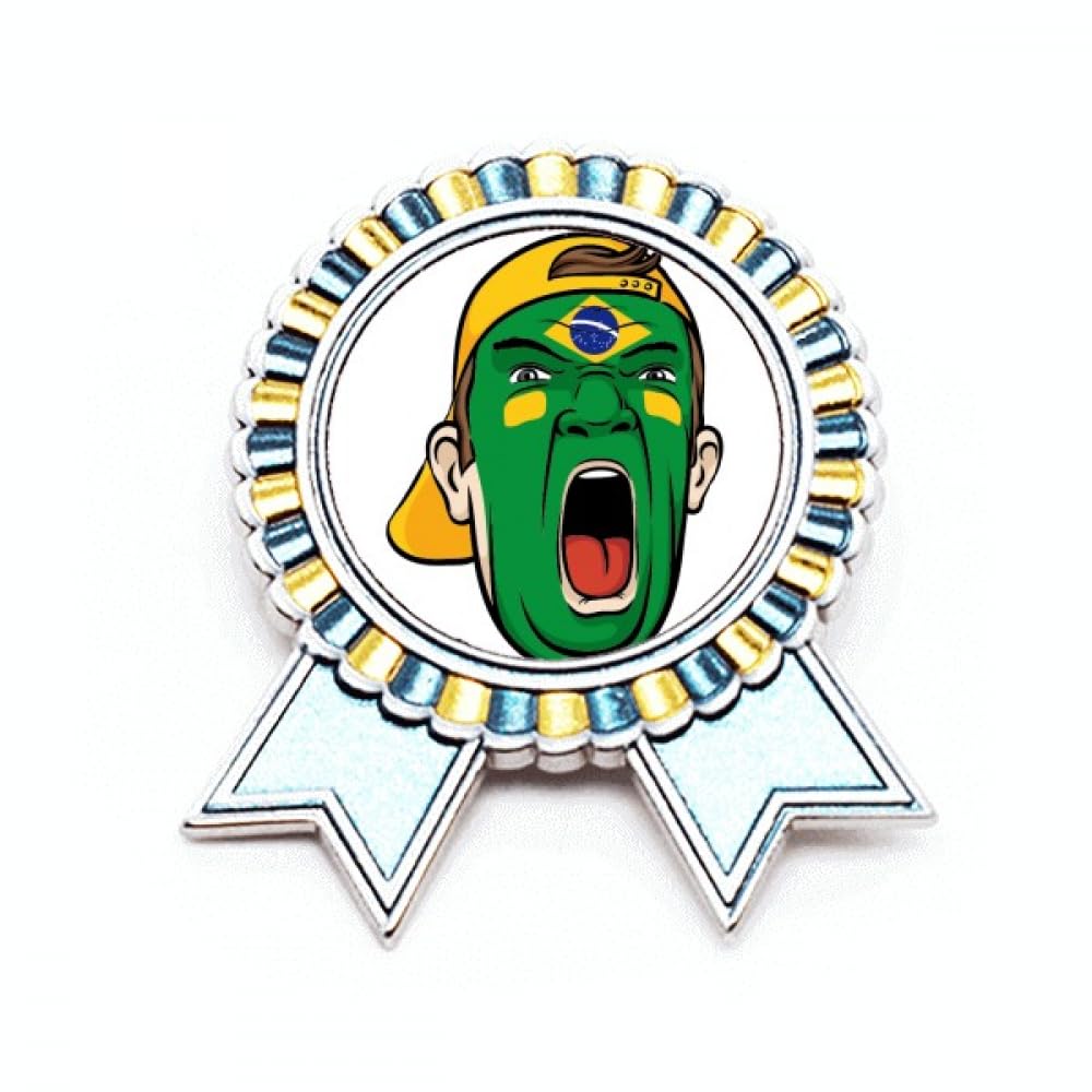 Broche drapeau Brésil maquillage cadeau original en métal taille M - 4