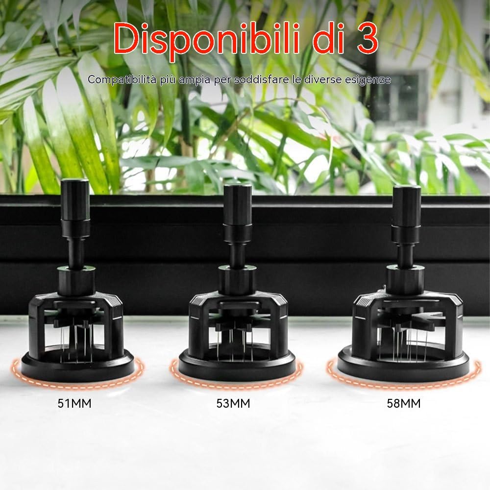 Strumento WDT 51/53/58mm regolabile per espresso – Utensile di distribuzione con 10 aghi in acciaio inox – Agitatore magnetico per caffè per macchina da espresso (53mm)
