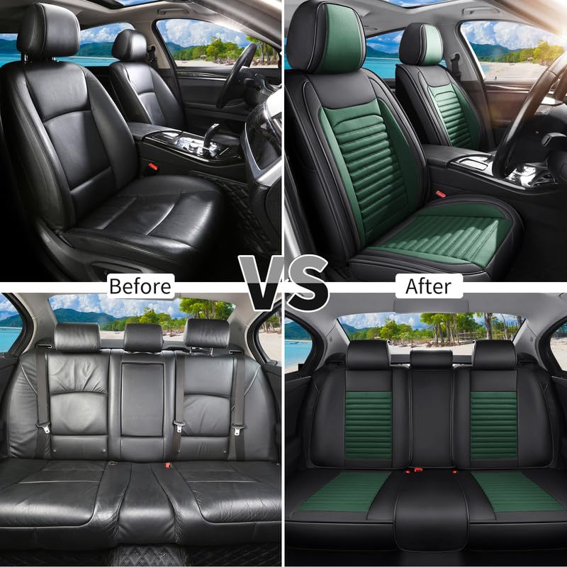 Image of Car Seat Covers Full Set Fit for Pontiac G6 2004-2010, Black&Green