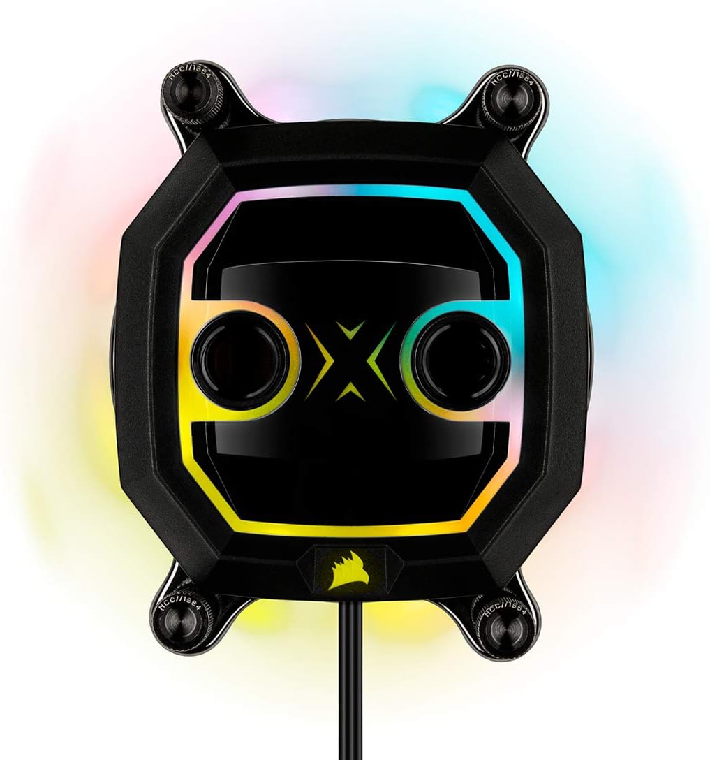 Hydro X Series Xc5 RGB Cpu Water Block - Amd Socket Am4 Copper Cold Plate More Than 60 Micro-Cooling Fins 16 Vivid Leds Black