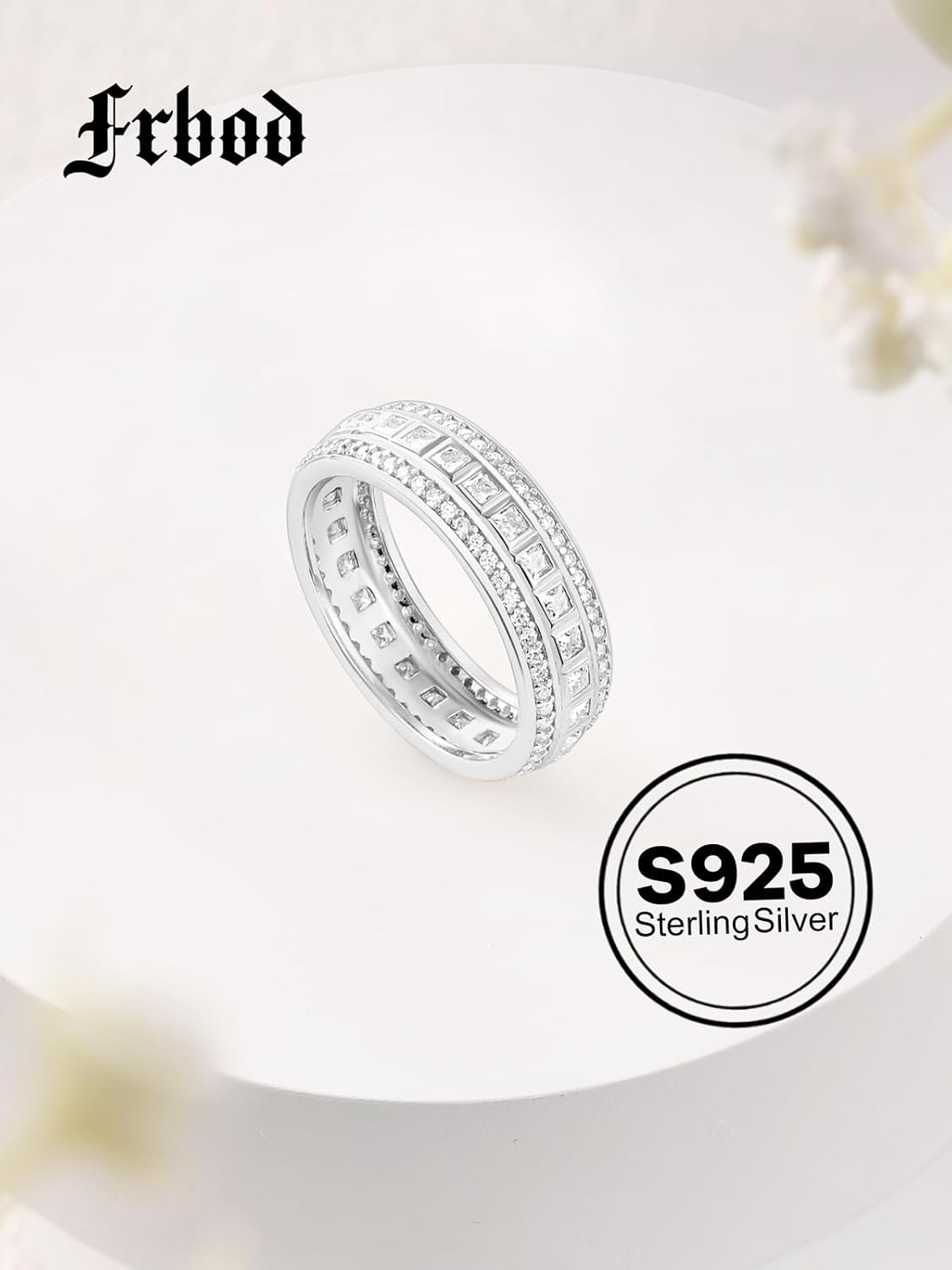 Chunky Moissanite Wedding Band for Men Women, D Color 1.02-4.8 Carat, Princess/Round Cut Bezel Set Eternity Rings in Sterling Silver, 14K Gold Plated Christmas Valentines Day Jewelry, Size 4-1