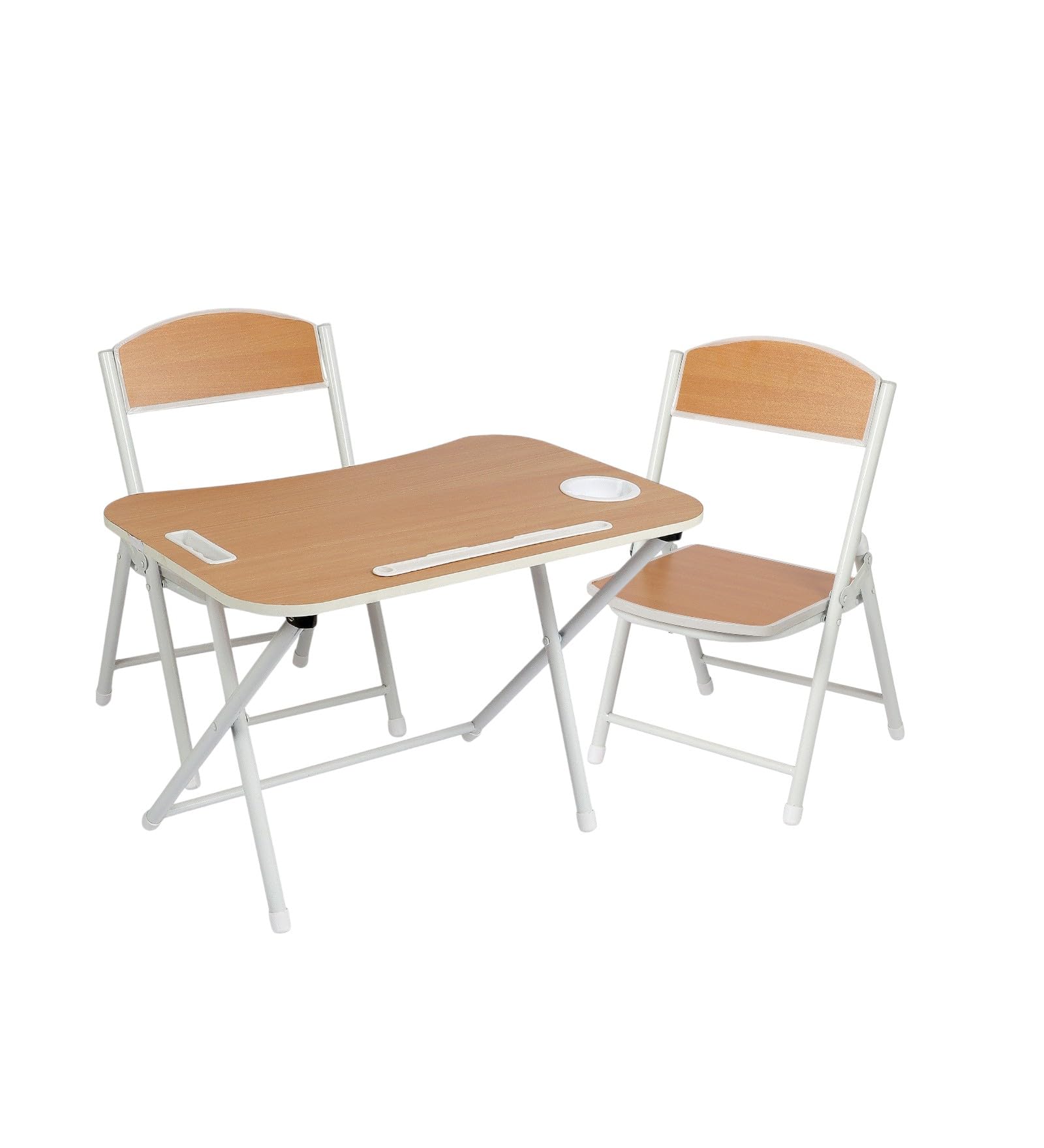 The Tickle Toe Kids Foldable Table and Chair Set | Coffee Brown | Study Table for Toddlers Age 2-5 | 1 Table + 2 Chairs | Durable MDF & Metal Frame | Made in India | Compact & Lightweight