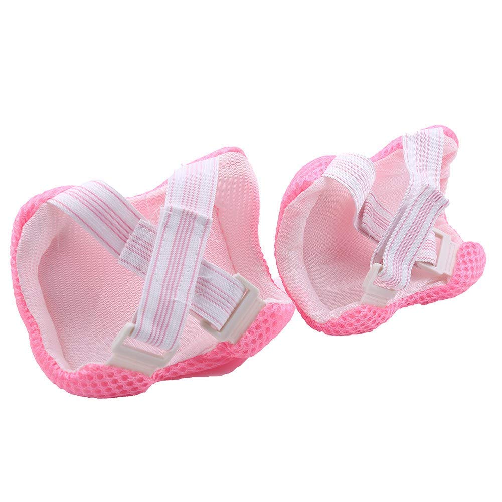 Genouillères Coudières Garde-Poignets, Protecteurs de Coude de Poignet de Genou 7pcs / Set Ensemble Equipement pour Planche à roulettes pour Enfants(Rose)