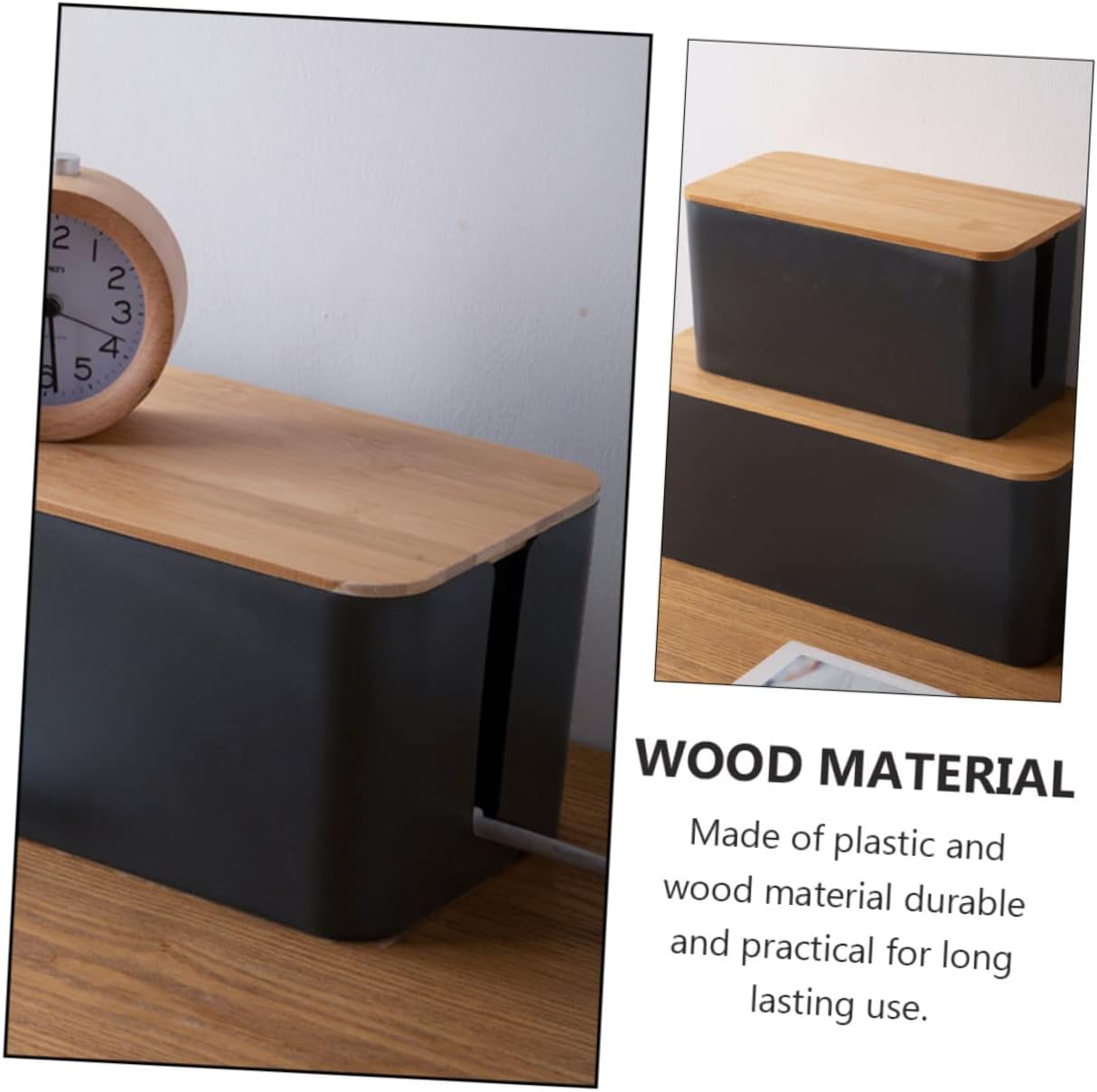 DOITOOL 2pcs Power Strip Storage Box Desk Outlet Desk Power Strip Concealer Container Wire Organizer Box Socket Organizer Case Wire Storage Box Wire Container Socket Switch Box Cable Wood