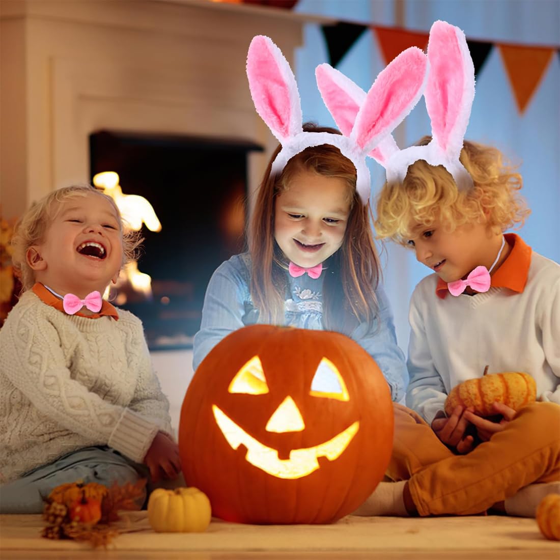 Set 2 Fascie Orecchie Da Coniglio Grigie E Marroni Per Halloween E Carnevale - Foto 7