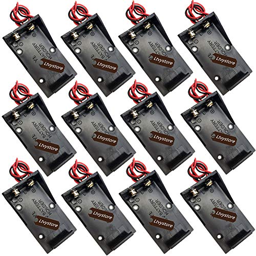 Ltvystore 9V Battery Clip Holder Black 12Pcs Single Slot Abs 9 Volt Battery Clip Holder Case Container Box, Plastic Diy Batteries Storage For 1X 9V Battery #TOP25