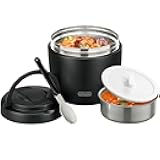 Thermo Food Jar for Hot Food Adults 32OZ Soup Thermo Lunch Containers Wide Mouth Vacuum Insulated Stainless Steel Leakproof Bento Box with Spoon (Black)