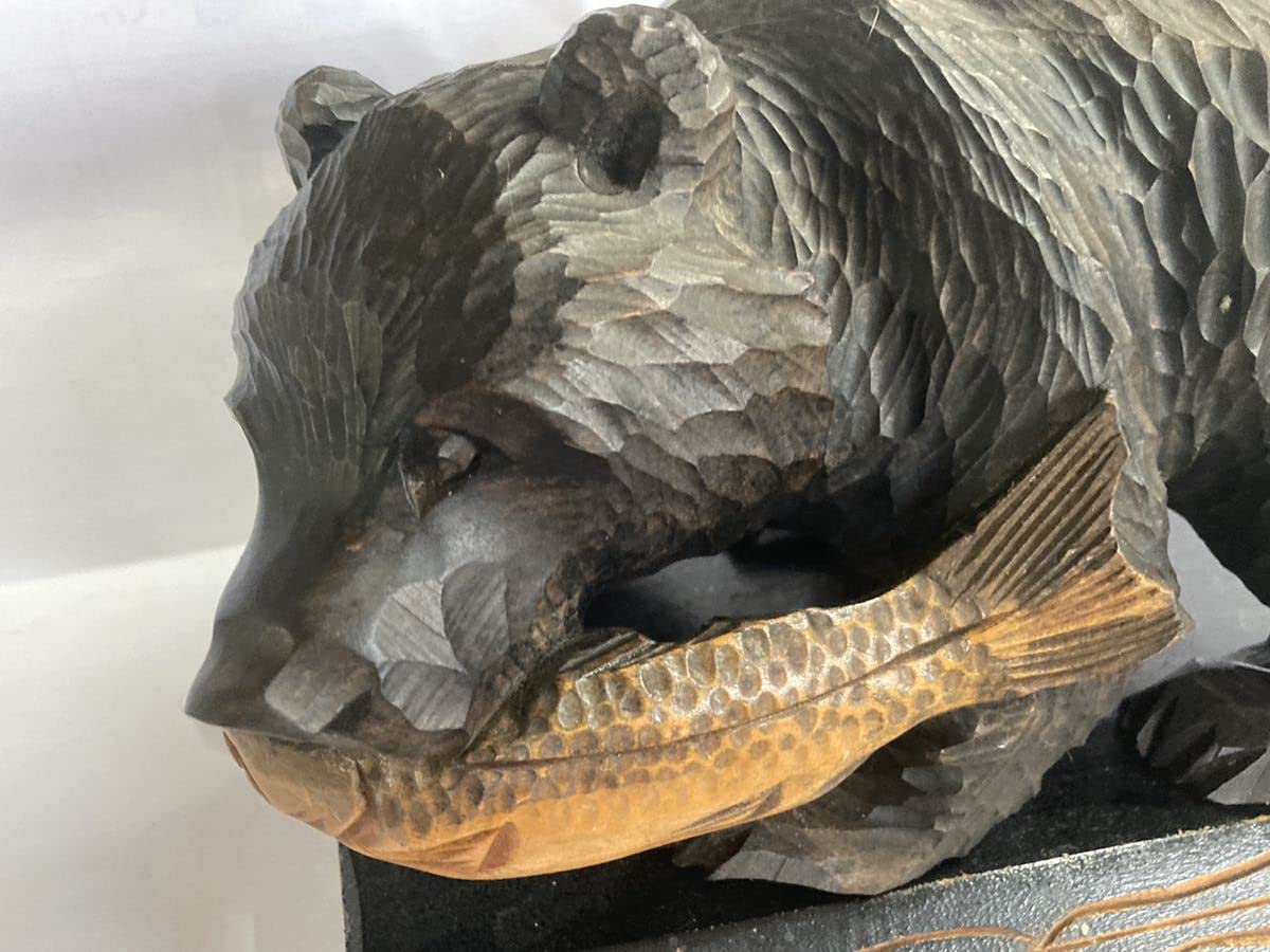 Amazon.co.jp: 木彫りの熊 クマ 北海道旅行記念 洞ヤ湖 古民芸品 彫刻