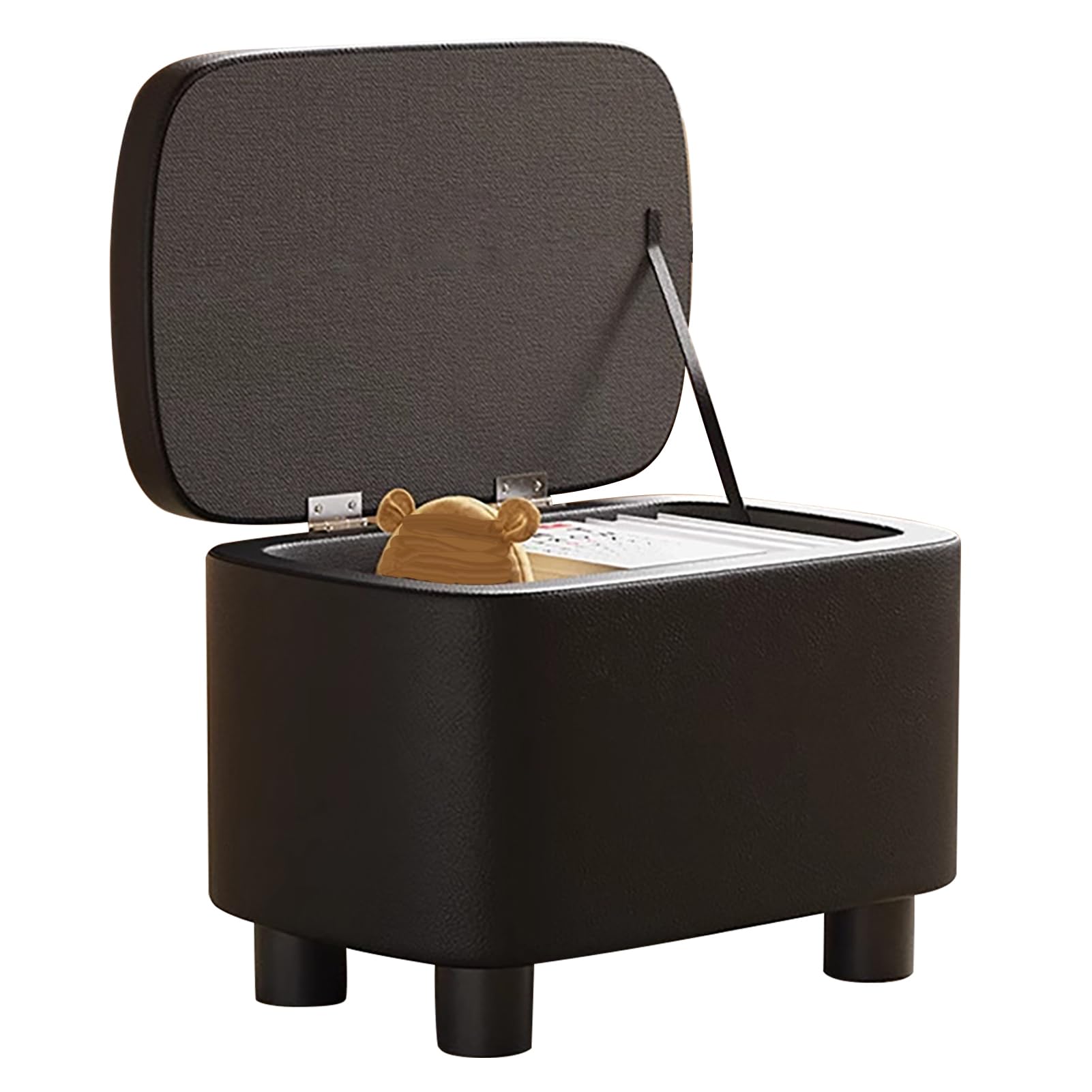 Taburete Tocador con Baul Almacenaje y Sentarse, Mueble Otomano Almacenamiento Cuero, Silla Tocador Maquillaje Tapizado de Reposapies Cosmetical Chair Banqueta Pub Dormitorio D 40 x 28 x 25 cm