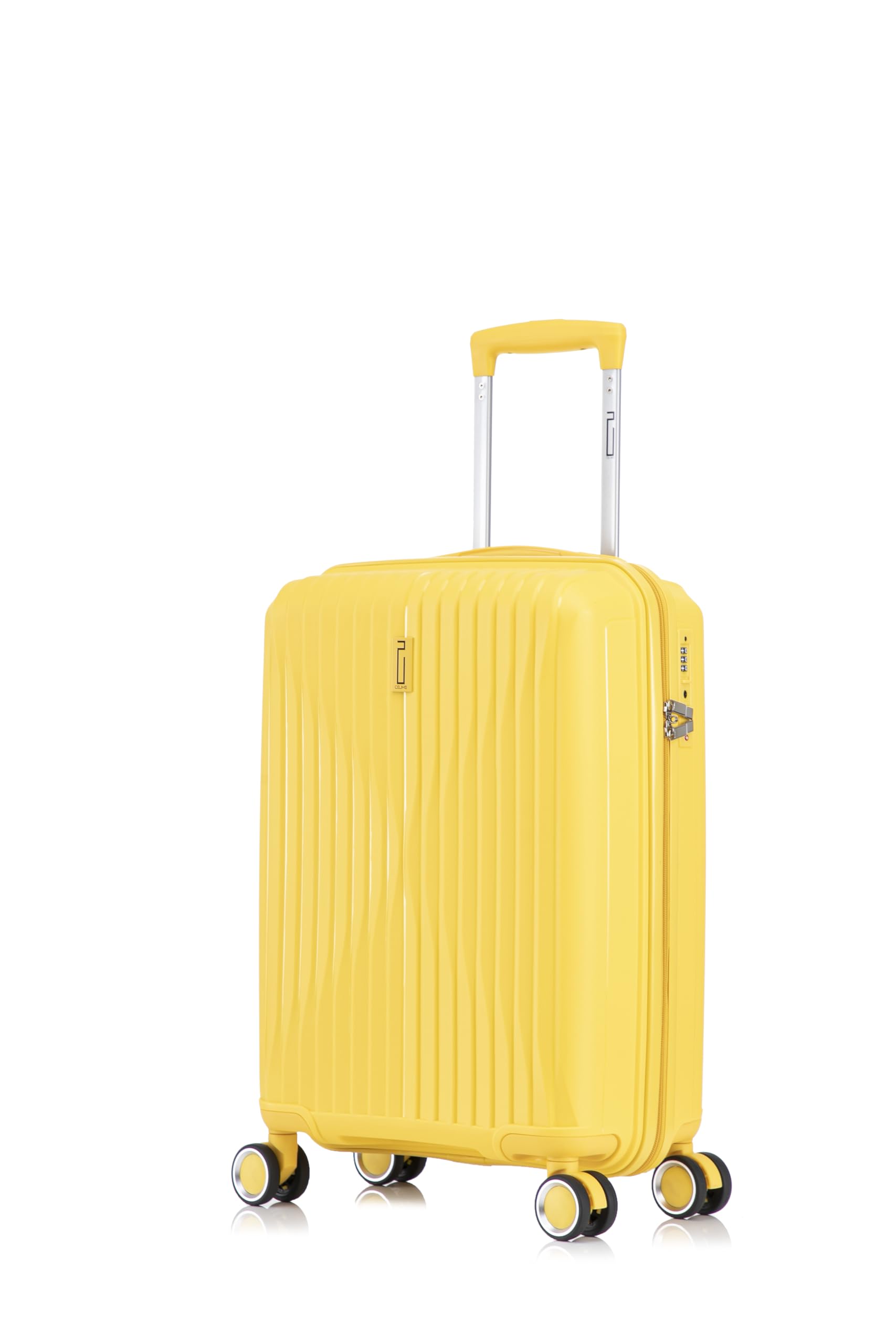 CELIMS - Duża Walizka z Polipropylenu | Model 2025 | Rozmiar 75cm 23kg | Zamek TSA | 8 Kółek 360 | Żółty