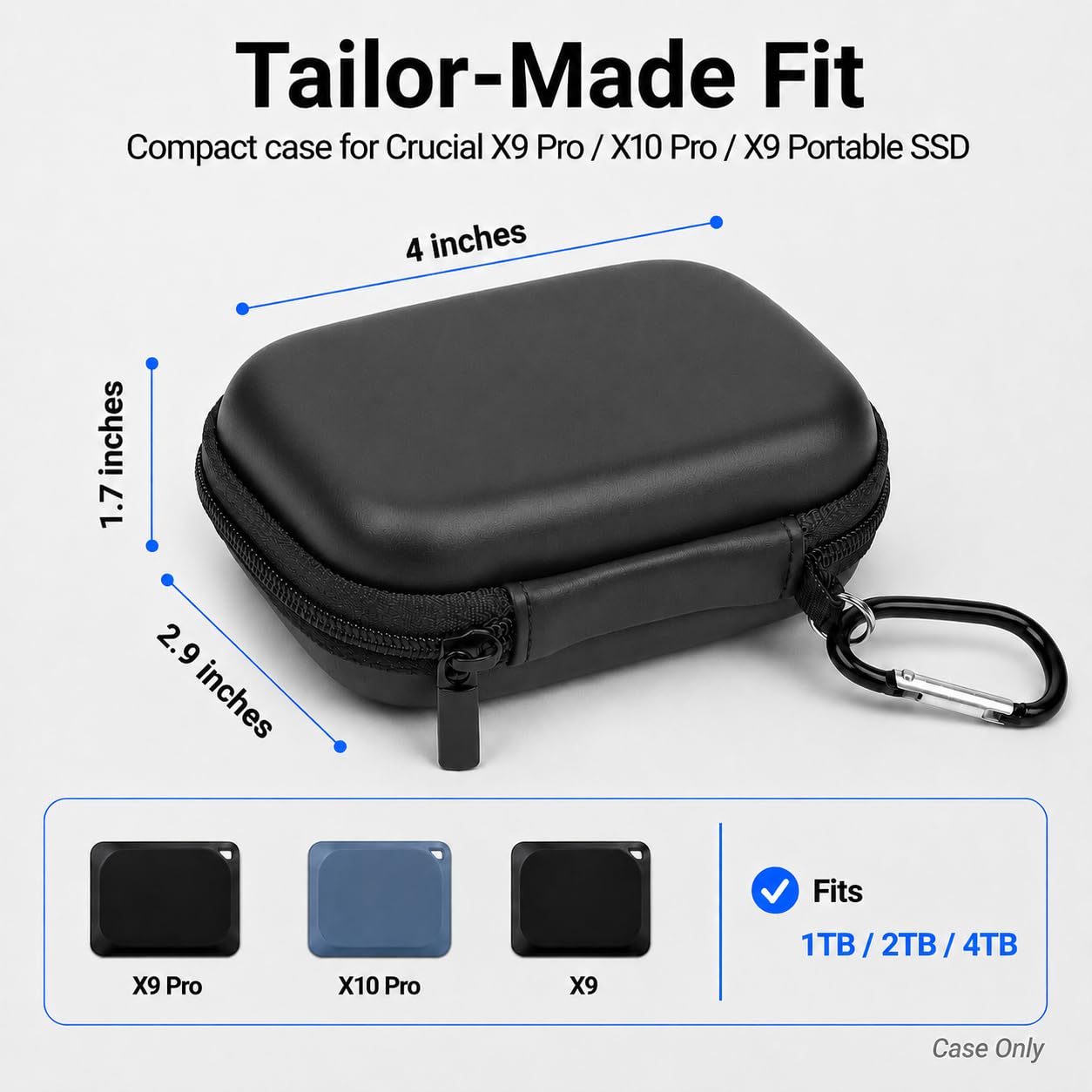 ANKHOH Custodia da trasporto compatibile con SSD portatili Crucial X10/X9 Pro 4TB/2TB/1TB, unità disco rigido esterno a stato solido, adatta per cavo USB-C (solo scatola)