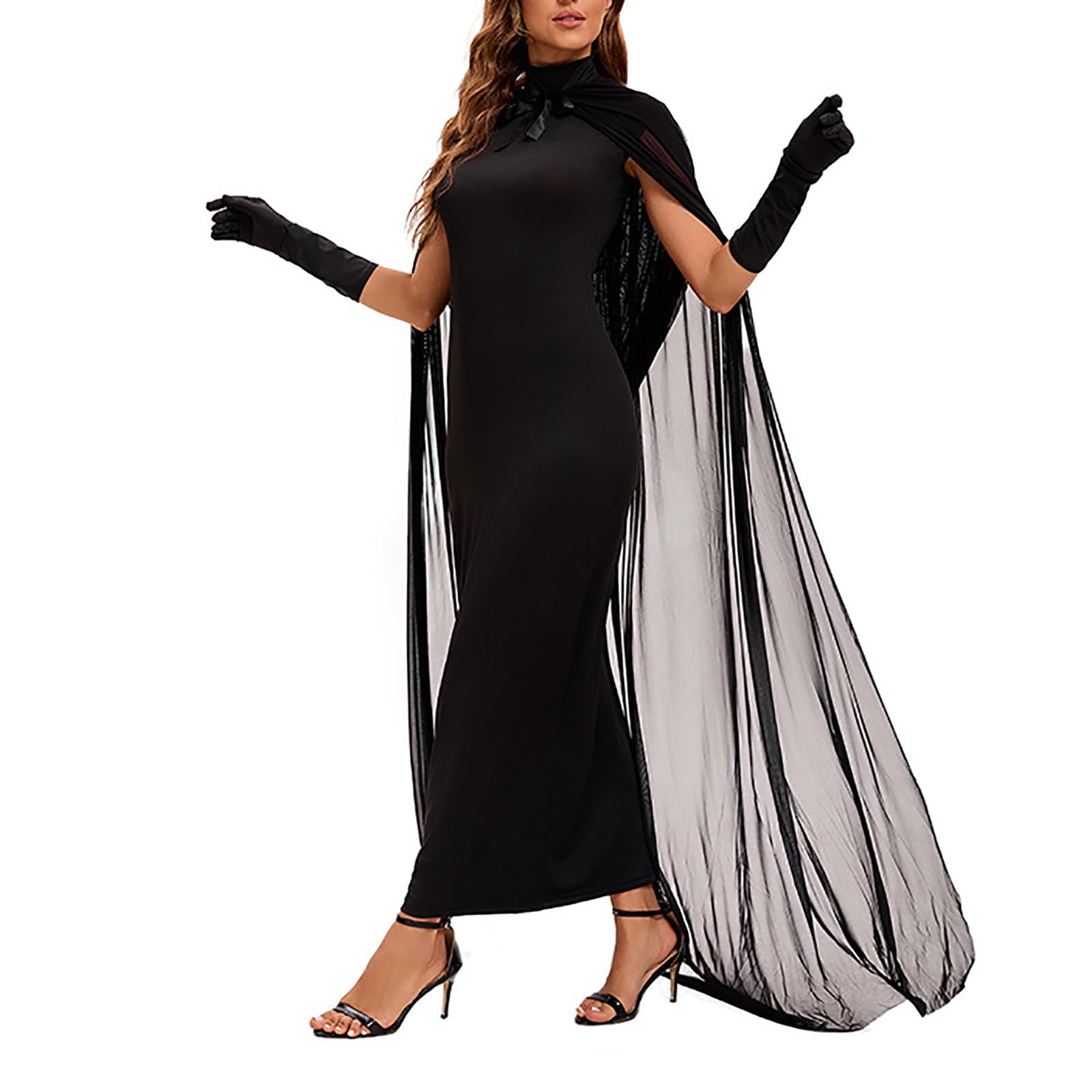 Mittelalterliches Kleid Renaissance Kleid Damen Mittelalter Kostüme Damen | Gothic Kleidung ,Halloween Karneval Kostüm, Maxi Glockenärmel Outfit, Retro Festival Outfit, Corsagenkleid Mit Tüll-Cape