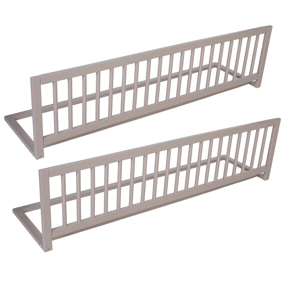 Safetots Barrera de Cama Extra Ancha de Doble Cara de Madera, Gris, 38cm de Alto x 140cm de Ancho, Barrera para Cama Infantil para Seguridad, Baranda de Cama Infantil Segura, Preensamblada